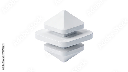3D Abstract Data Storage Symbol Isolated on Plain White Background