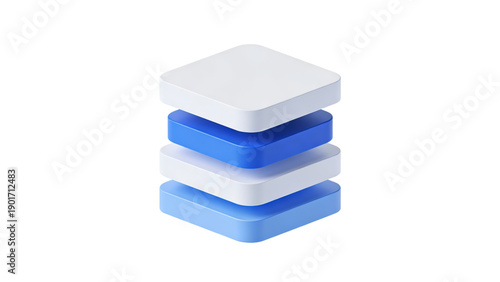 Abstract 3D Isometric White and Blue Data Stack for Cloud Computing and SaaS Concept