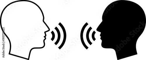 Two people communicating with sound waves