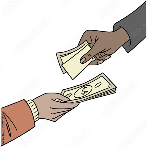 Hands exchanging money cash dollar