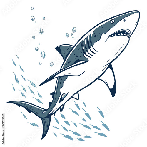 Shark swimming underwater with motion blur