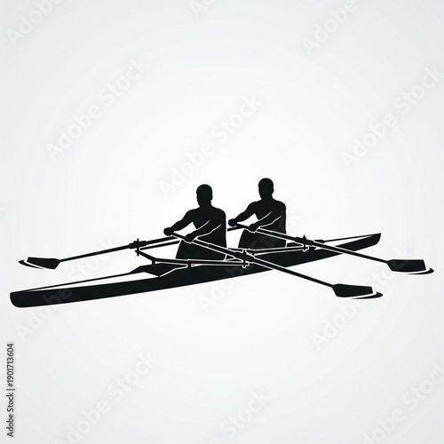 Silhouette rowing boat icon.