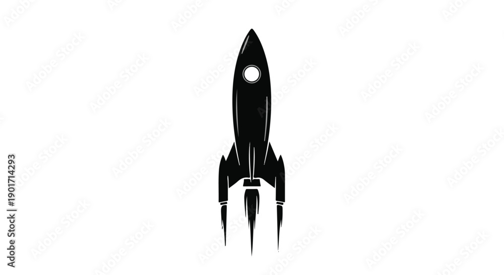 Fototapeta premium Space rocket icon launching into the unknown void of the universe