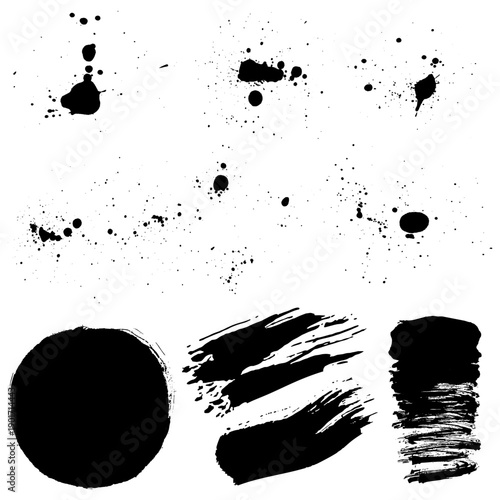 Black brush stroke set for various designs