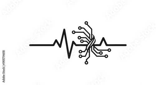 Heartbeat Electrocardiogram with Circuit Board Technology Concept