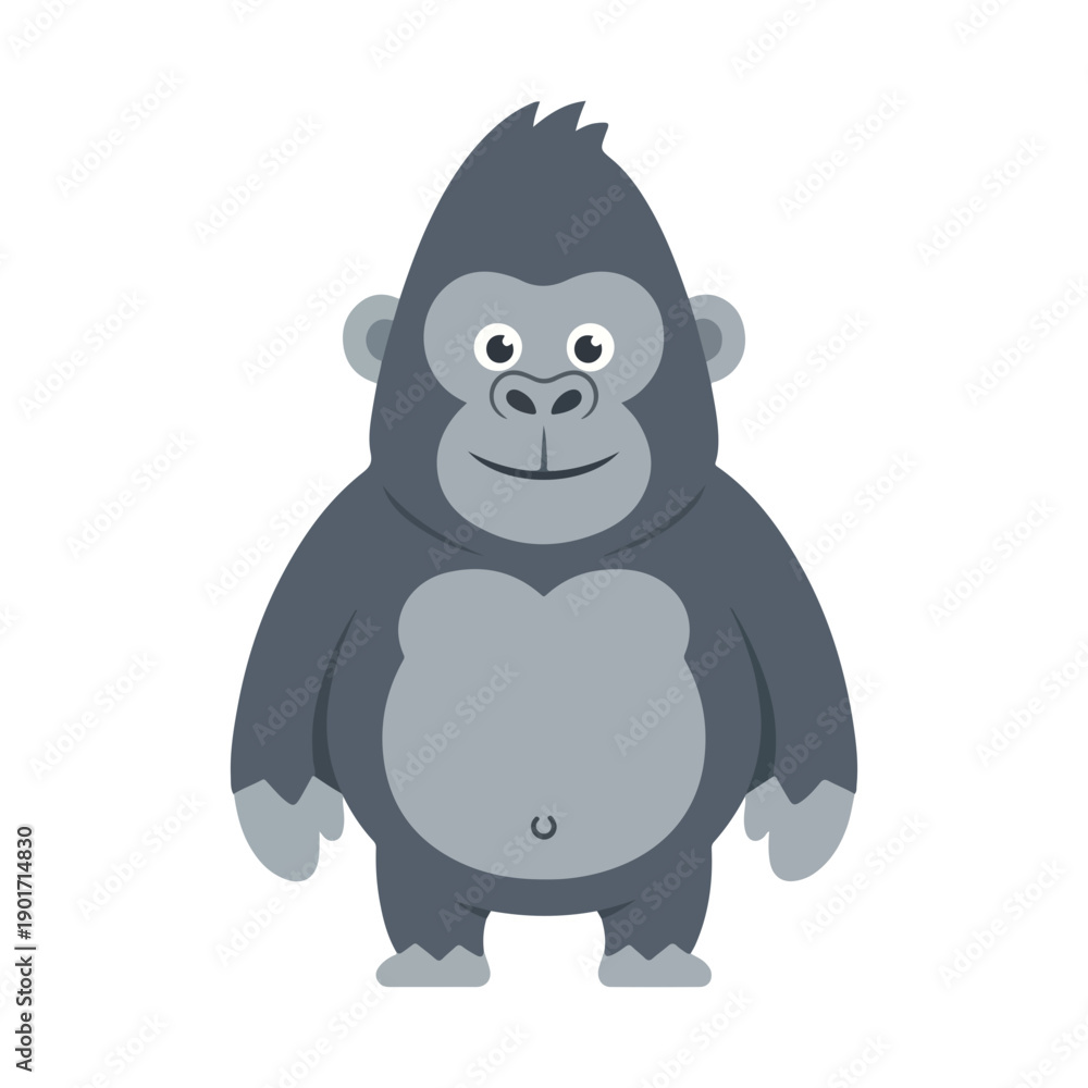 Fototapeta premium Cute cartoon gorilla vector illustration