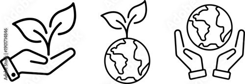 Hands nurturing globe with leaves symbolizing eco friendly care
