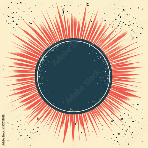 Vintage frame with rays. Retro label or badge. Design element. , vector style simple color