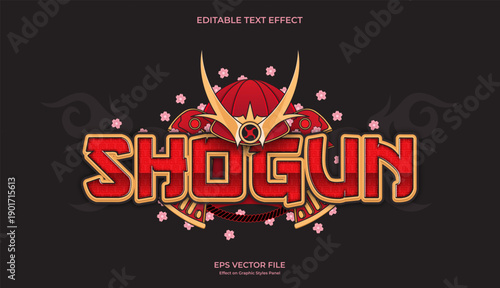 decorative red shogun editable text effect design