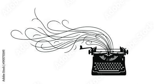 Creative Writing and Storytelling with a Vintage Typewriter and Swirling Ideas