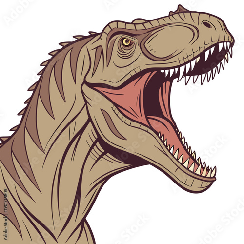 Dinosaur head open mouth roaring tan brown