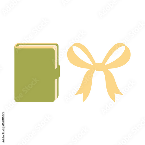 Notebook with ribbon bow, gratitude journal workshop invitation, reflective writing session, keepsake gift wrap station, community wellness program event