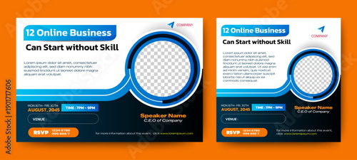 Online Business Webinar Social Media Social media Post Banner Template Design. vector	