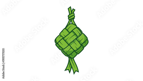 Ketupat Traditional Malaysian Food Wrapped in Palm Leaves.