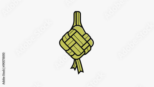 Traditional Ketupat Rice Weaving Illustration.