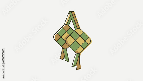 Green and Yellow Checkered Handbag Illustration.