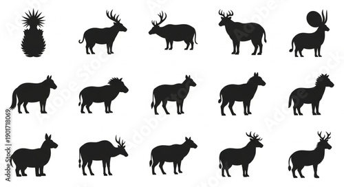 Collection of Animal Silhouettes Vector Art.
