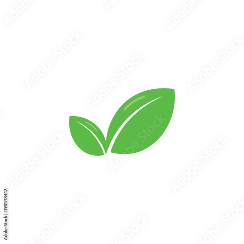 Simple green leaf sprout icon, eco nature symbol for organic product label, gardening poster, eco club badge, sustainability branding design