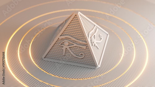 Eye Of Horus Pyramid With Orange Energy Waves