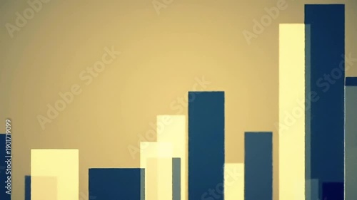 abstract cityscape with yellow and blue bars