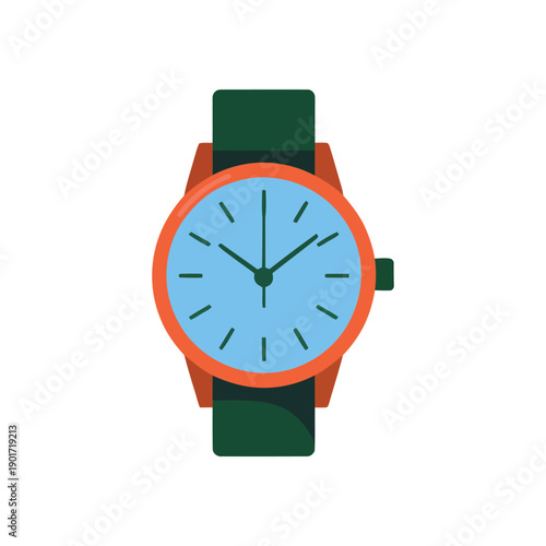 Modern wristwatch vector illustration, timepiece icon for fashion shop, gift guide, punctuality poster, appointment reminder, business branding marketing design