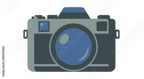 Foto Digital Camera Illustration with Blue Lens.