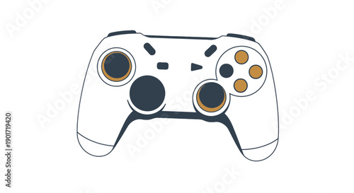 White Video Game Controller Illustration.