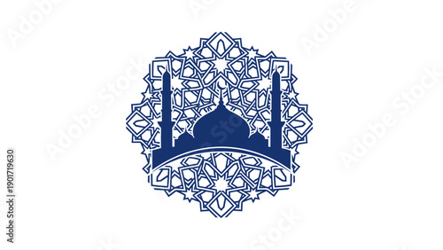 Islamic Mosque Icon with Ornate Details.