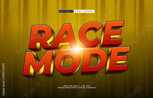 Race Mode Editable Text Effect - Speed Racing Typography for Game and Action Design