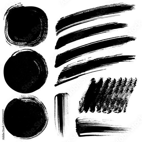 Black grunge brush strokes for creative projects