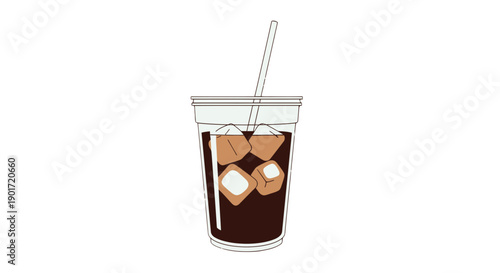 Plastic Cup of Iced Coffee with Straw.
