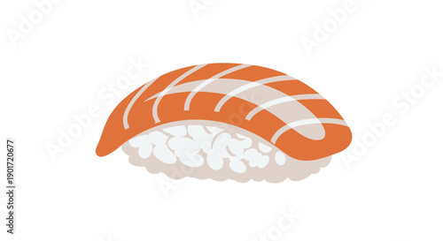 Salmon Sushi on White Rice.