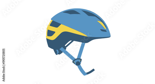 Blue Bicycle Helmet with Yellow Stripes.