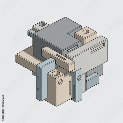 A 3D rendering of a mechanical assembly