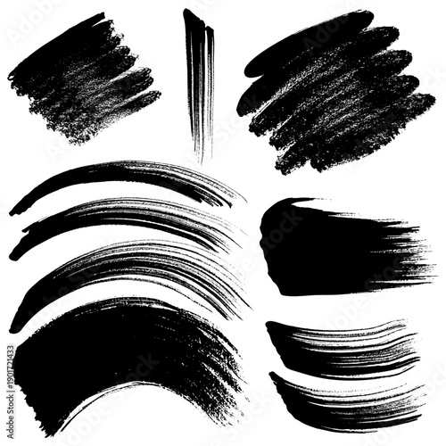 Black brush strokes set for creative projects