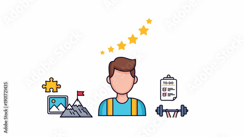 A cartoon man with goals