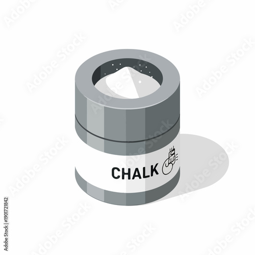 Isometric Graphic Rendering of a Chalk Container Jar with White Powder Object Icon Element