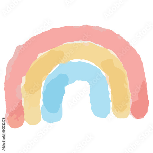 幼稚園・保育園向け 4月のやさしい水彩挿絵イラストシリーズ｜虹 Rainbow Watercolor Spring Illustration
