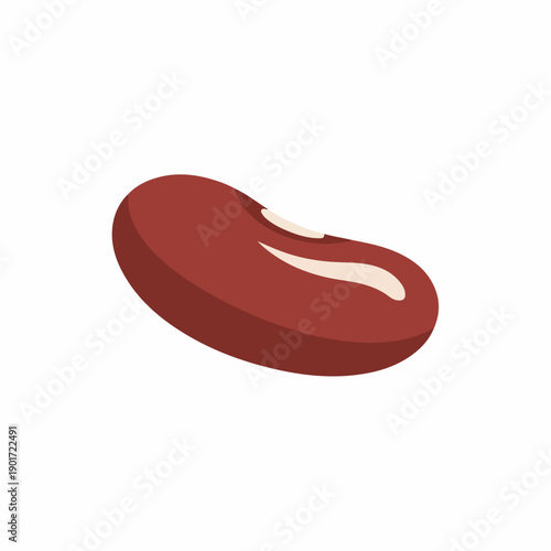 Flat Design Red Kidney Bean Legume Food Ingredient Isolated Single Object Graphic Illustration