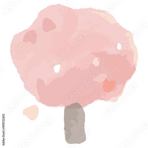 幼稚園・保育園向け 4月のやさしい水彩挿絵イラストシリーズ｜桜の木 Cherry Blossom Tree Watercolor Illustration