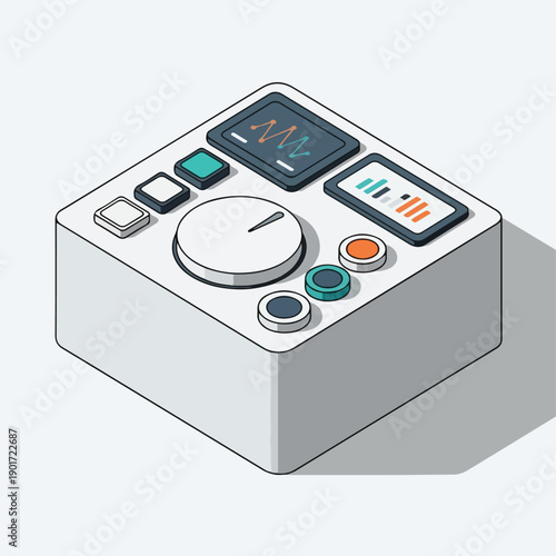 A 3D isometric illustration of a control box