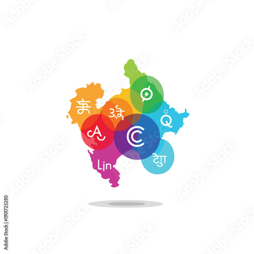 A map of India with colorful circles