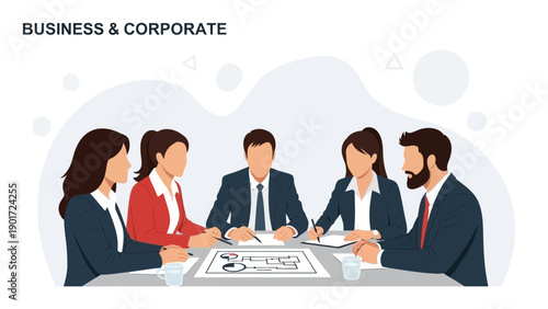 Diverse Business Team Meeting, Corporate Strategy Discussion, Office Collaboration