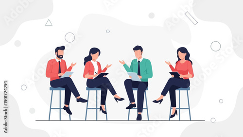 Team Collaboration Meeting: Diverse People Discussing Ideas in a Modern Office