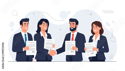 Business Agreement Handshake: Team Collaboration and Partnership Success
