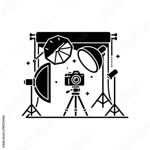Photography Studio Equipment and Camera Setup.