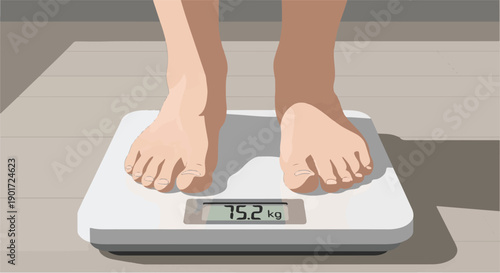 Foot on a scale showing 75