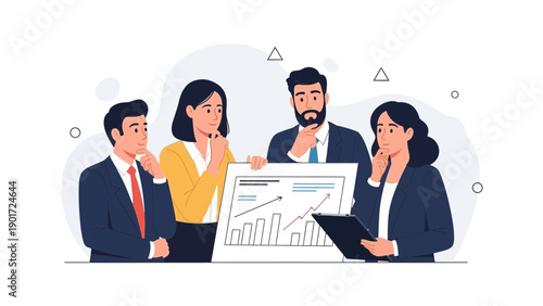 Business Team Analyzing Growth Chart Report