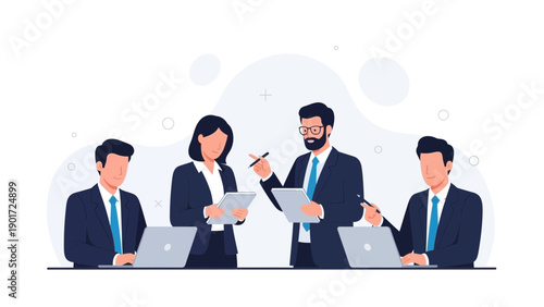 Business Team Meeting: Collaboration and Strategy Discussion