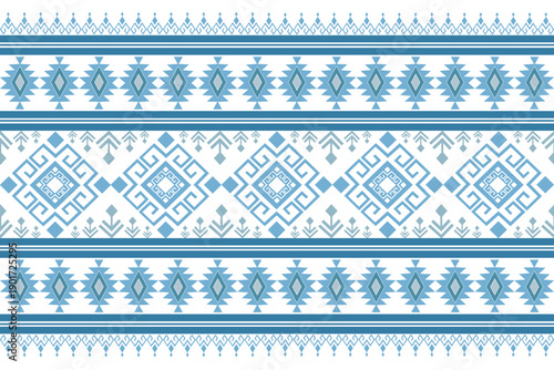 Blue Geometric Tribal Stripe Seamless Pattern
